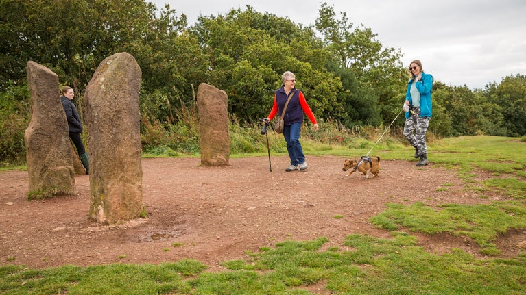 Visitors by the Four Stones at Clent Hills, Worcestershire